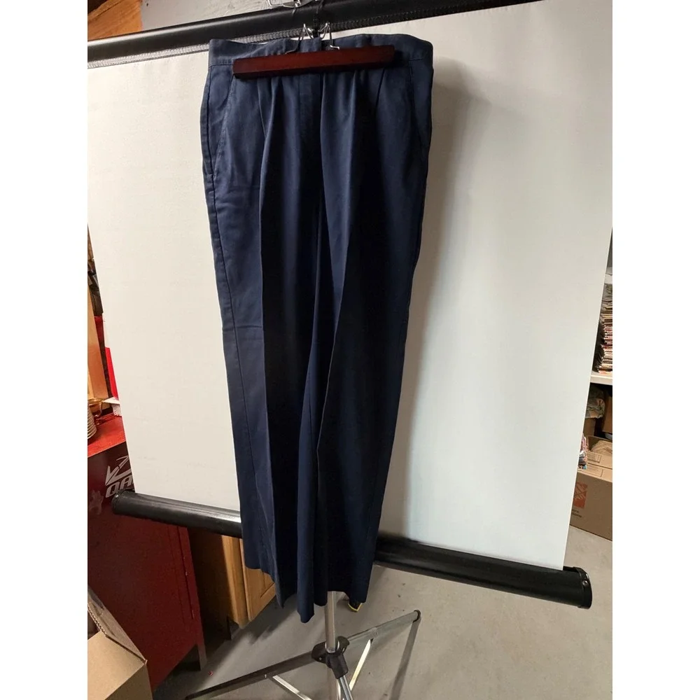 Liz Claiborne Lizsport Kylie Navy‎ Blue Pleated Straight Leg Trousers Size 8 - Picture 7 of 8